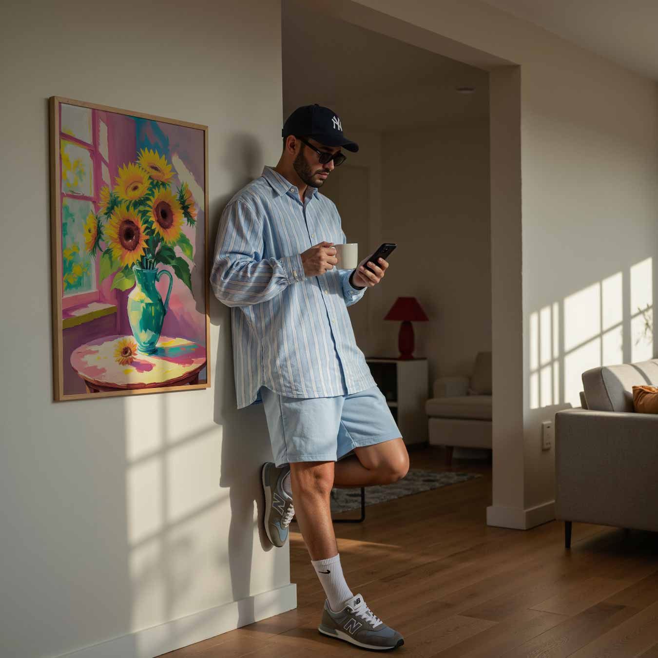 Zonnige Zonnebloemen in Vaas Poster-WallArtistic