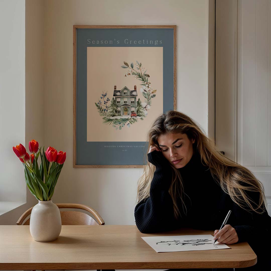 Charmante Kersthuis Poster-WallArtistic