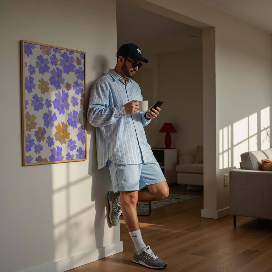 Bloemenpracht in Blauw Poster-WallArtistic