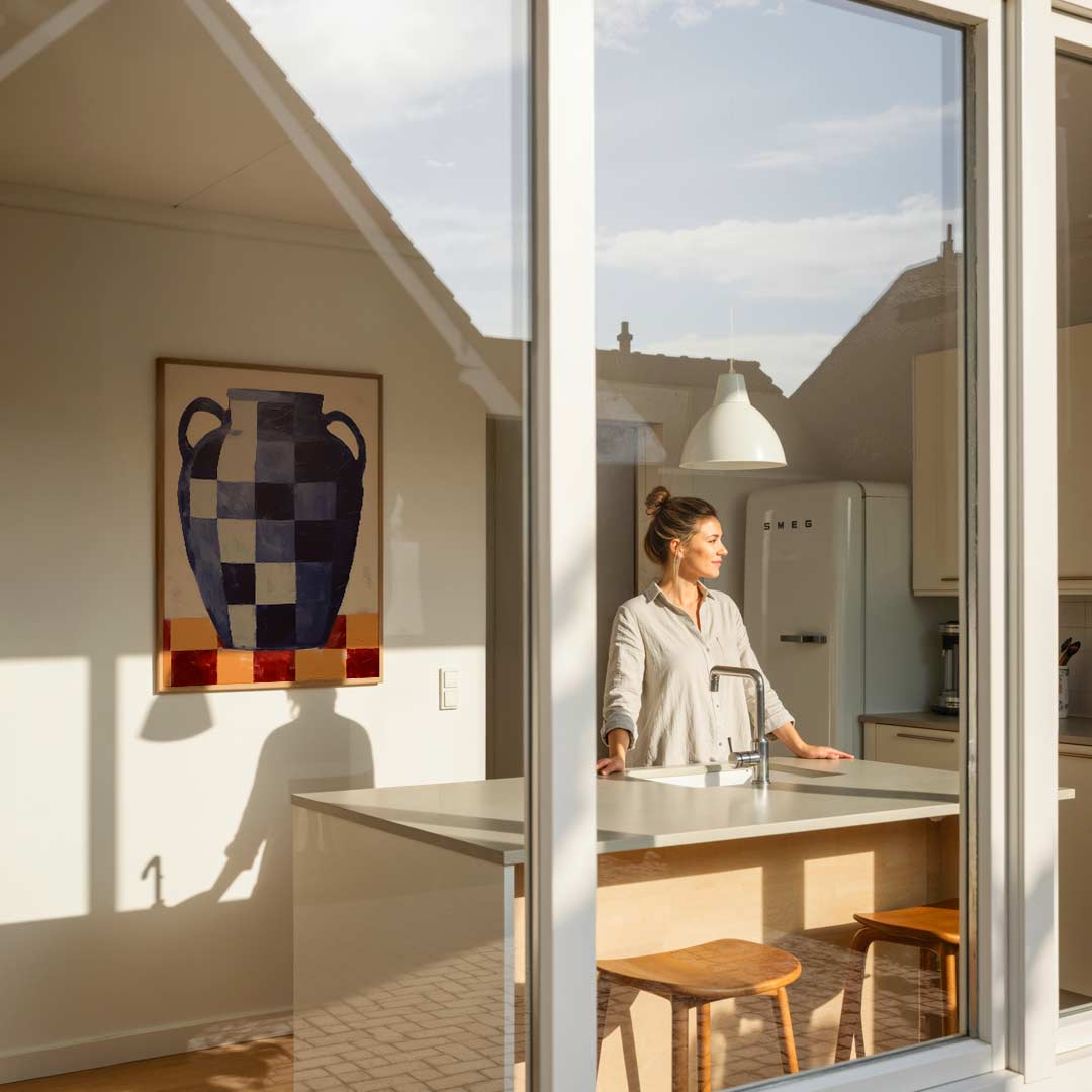 Stijlvolle Vaas in Blauw Schilderij Poster-WallArtistic