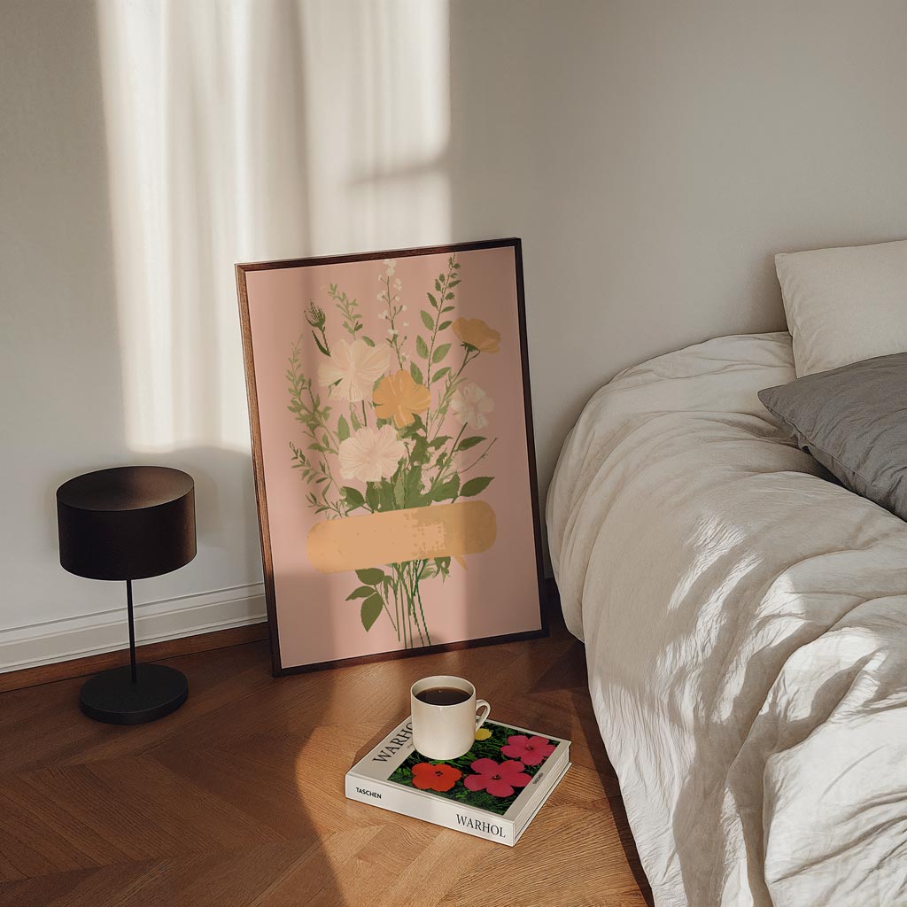 Romantische Bloemenpracht op Roze Poster