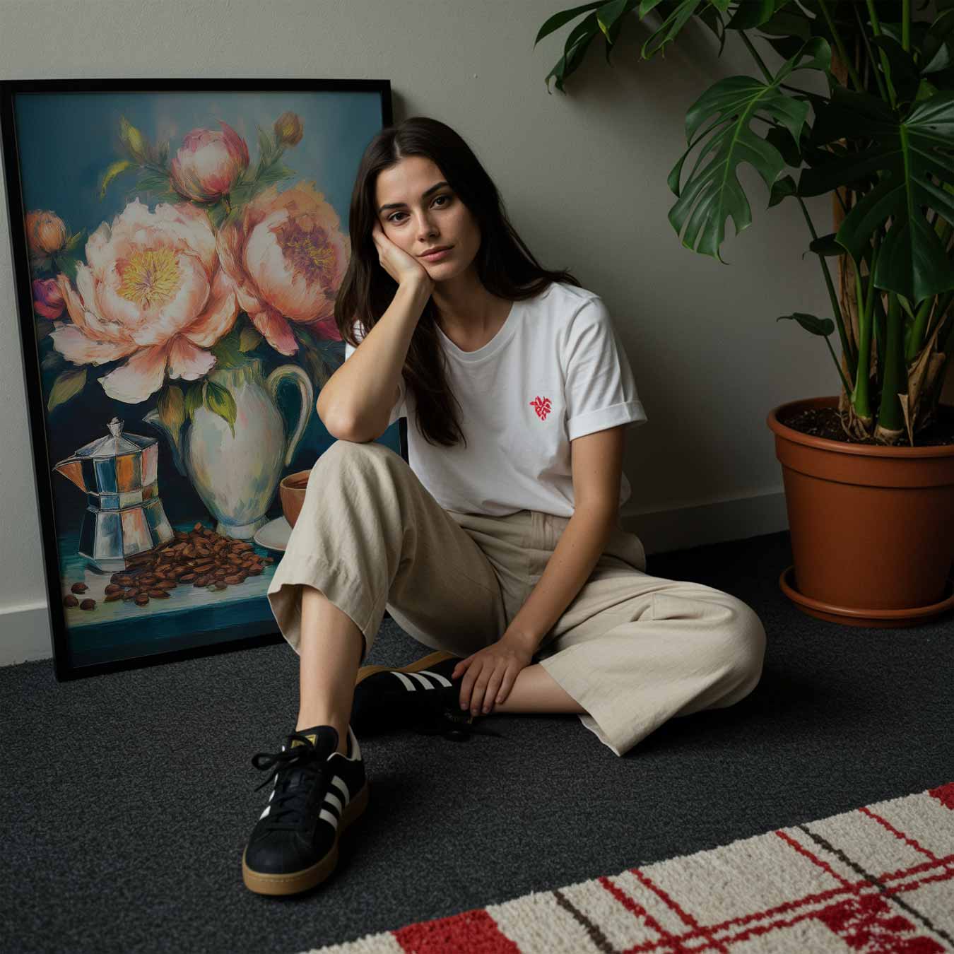 Koffie en Bloemen Poster-WallArtistic