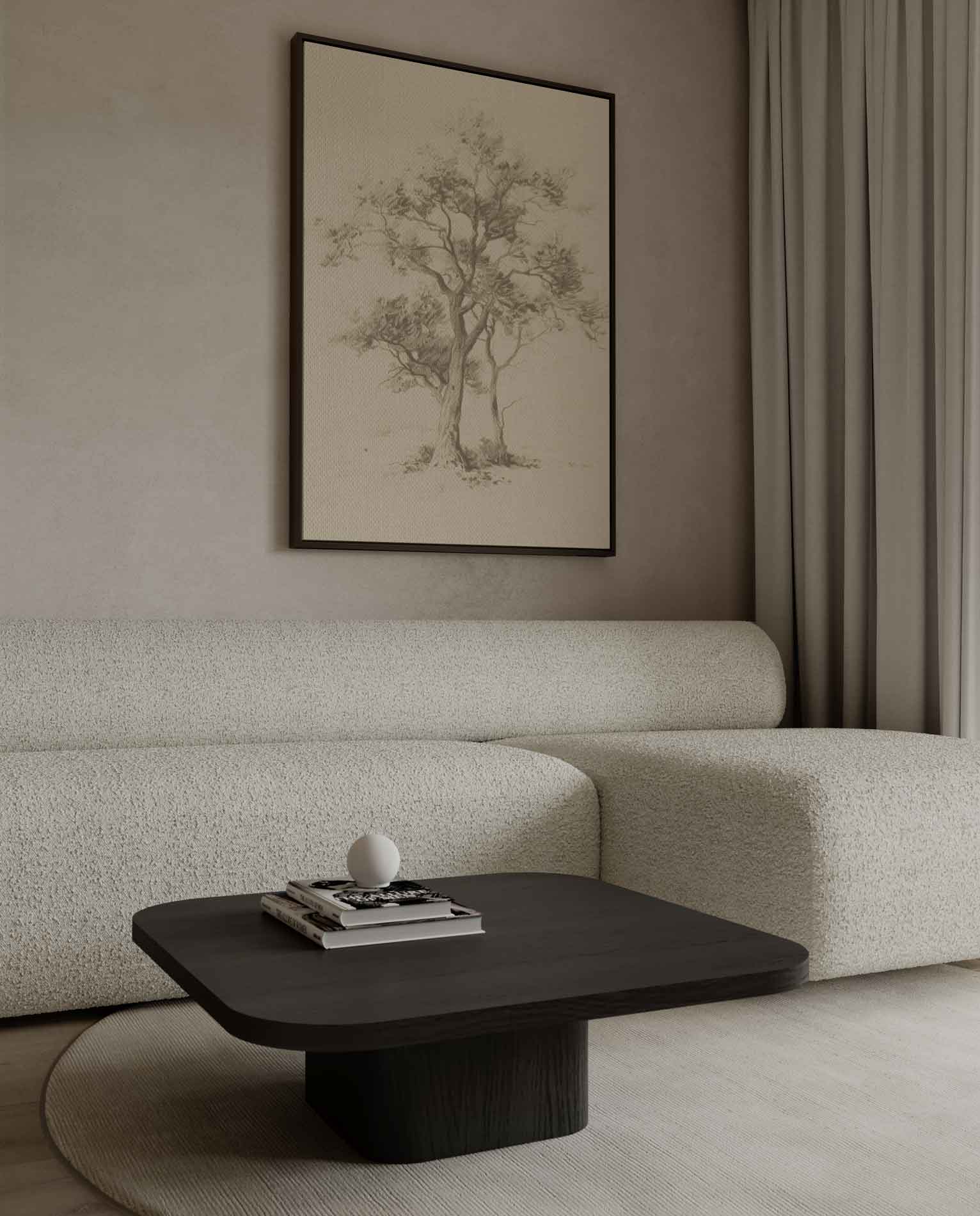 Mystieke Bomen Tekening Kunstwerk-canvas-dibond-plexiglas-wanddecoratie-WallArtistic