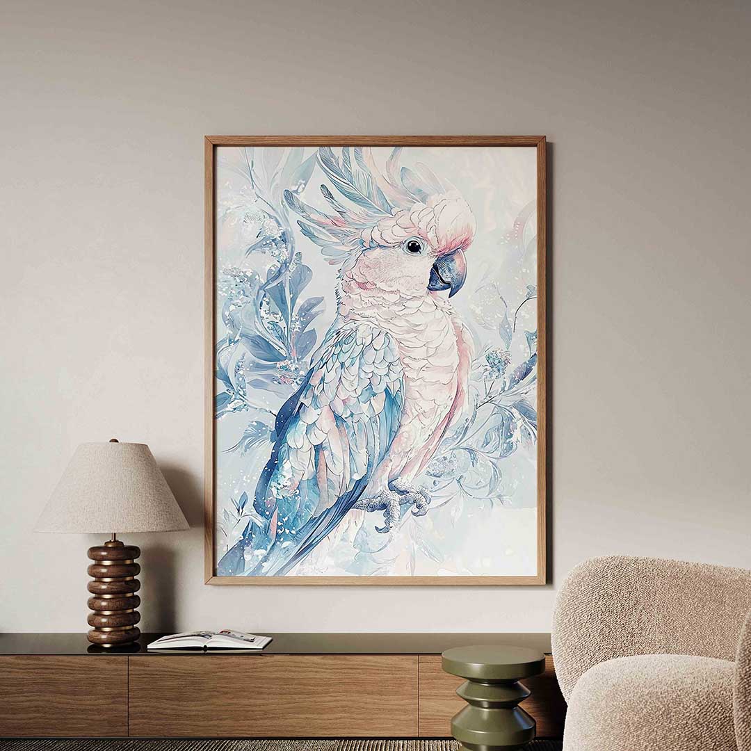 Papegaai met bladeren Poster