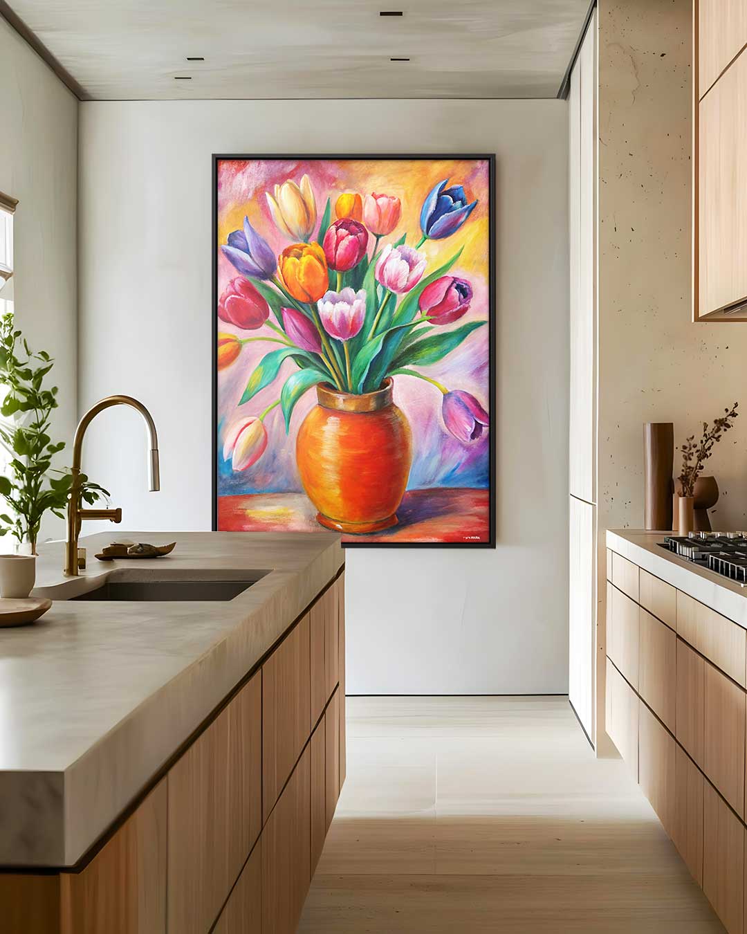 Bloemrijke Tulpenpracht Kunstwerk-canvas-dibond-plexiglas-wanddecoratie-WallArtistic