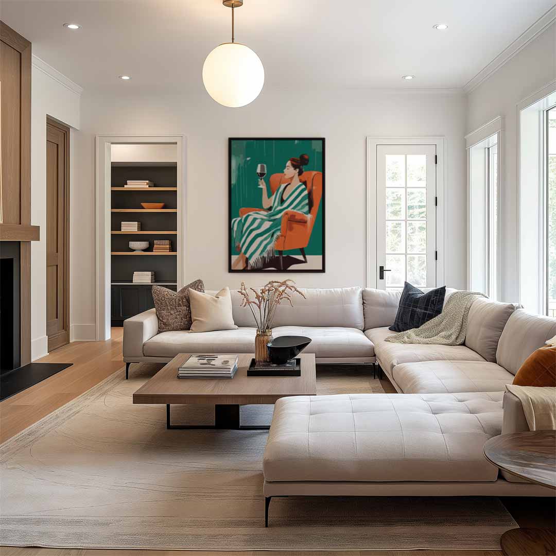 Ontspanning met Wijn Kunstwerk-canvas-dibond-plexiglas-wanddecoratie-WallArtistic