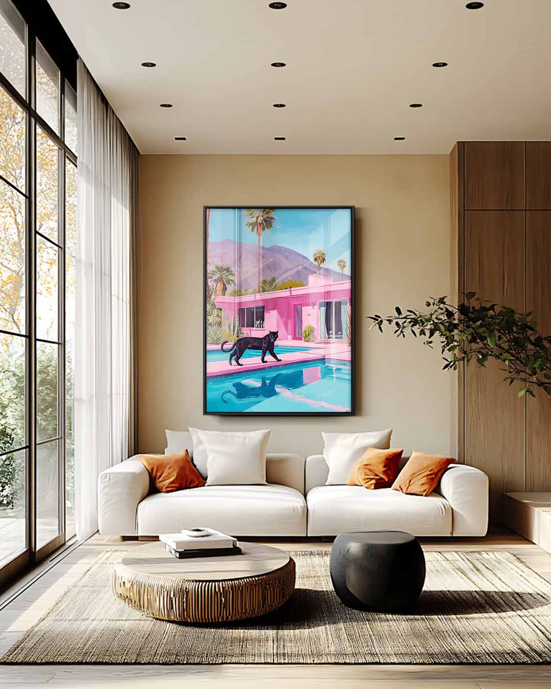 Zonnige Droom met Panter Kunstwerk-canvas-dibond-plexiglas-wanddecoratie-WallArtistic