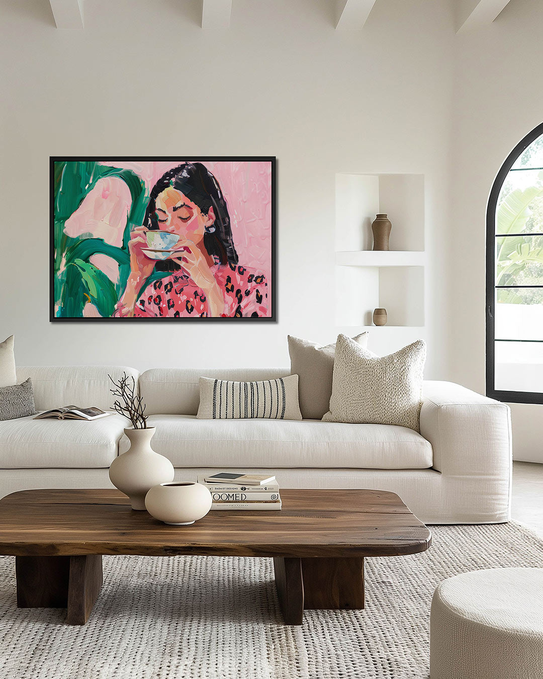 Vrouw met koffiekop Kunstwerk
