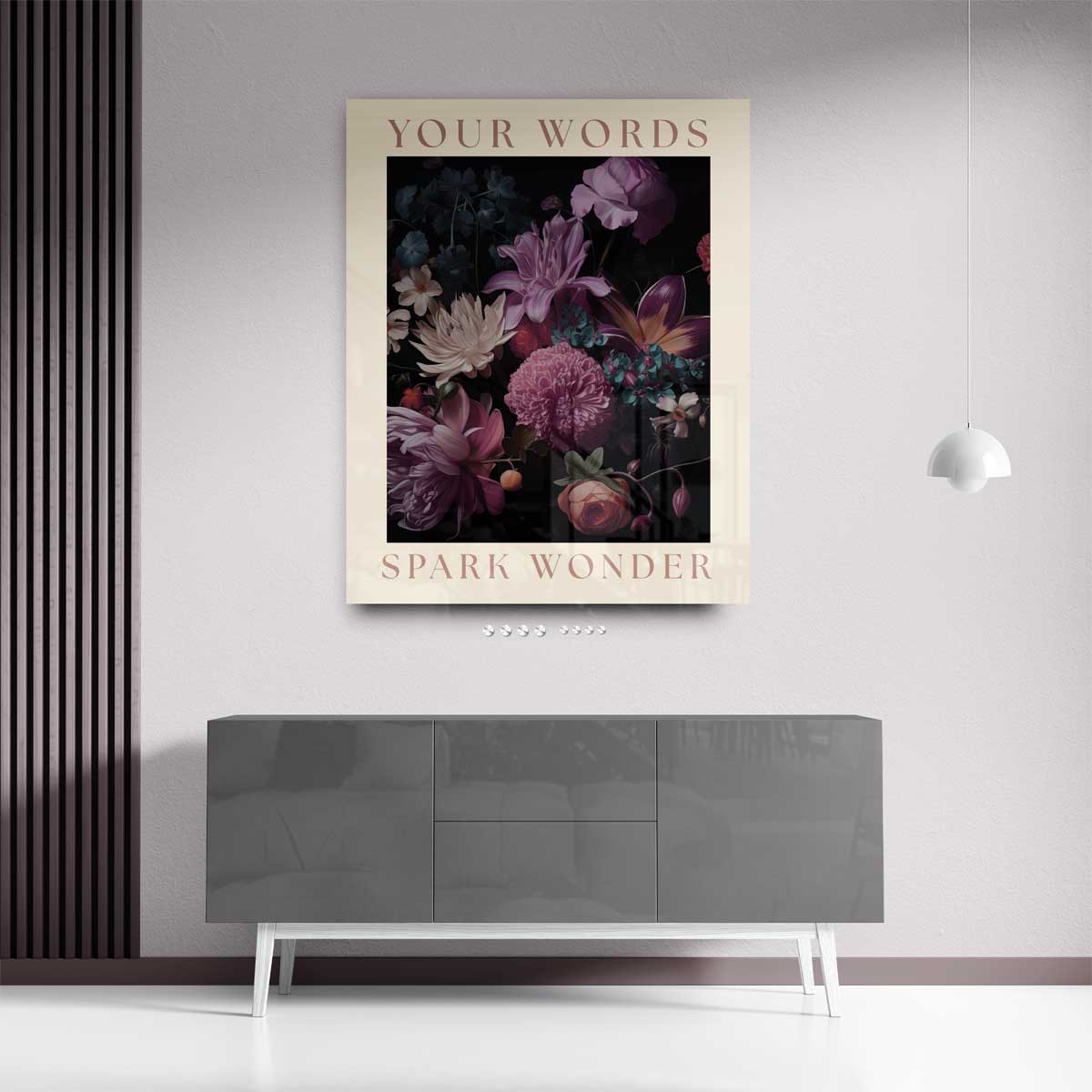 Bloemenpracht Woordenprint Kunstwerk-canvas-dibond-plexiglas-wanddecoratie-WallArtistic