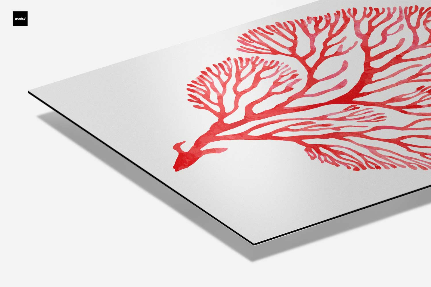 Rode Koraal Waterverfkunst Kunstwerk-canvas-dibond-plexiglas-wanddecoratie-WallArtistic