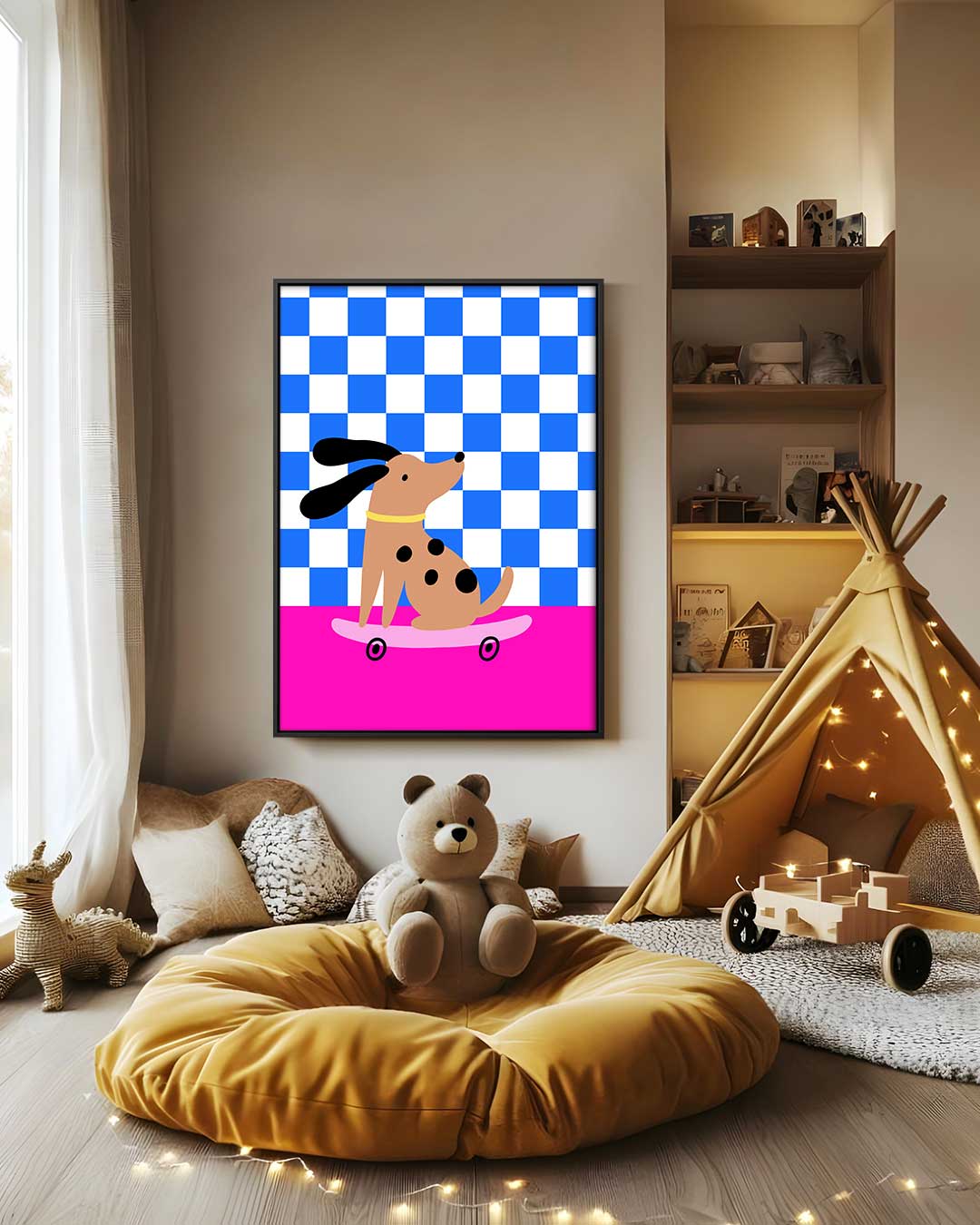 Skaterhondje in Stijl Kunstwerk-canvas-dibond-plexiglas-wanddecoratie-WallArtistic