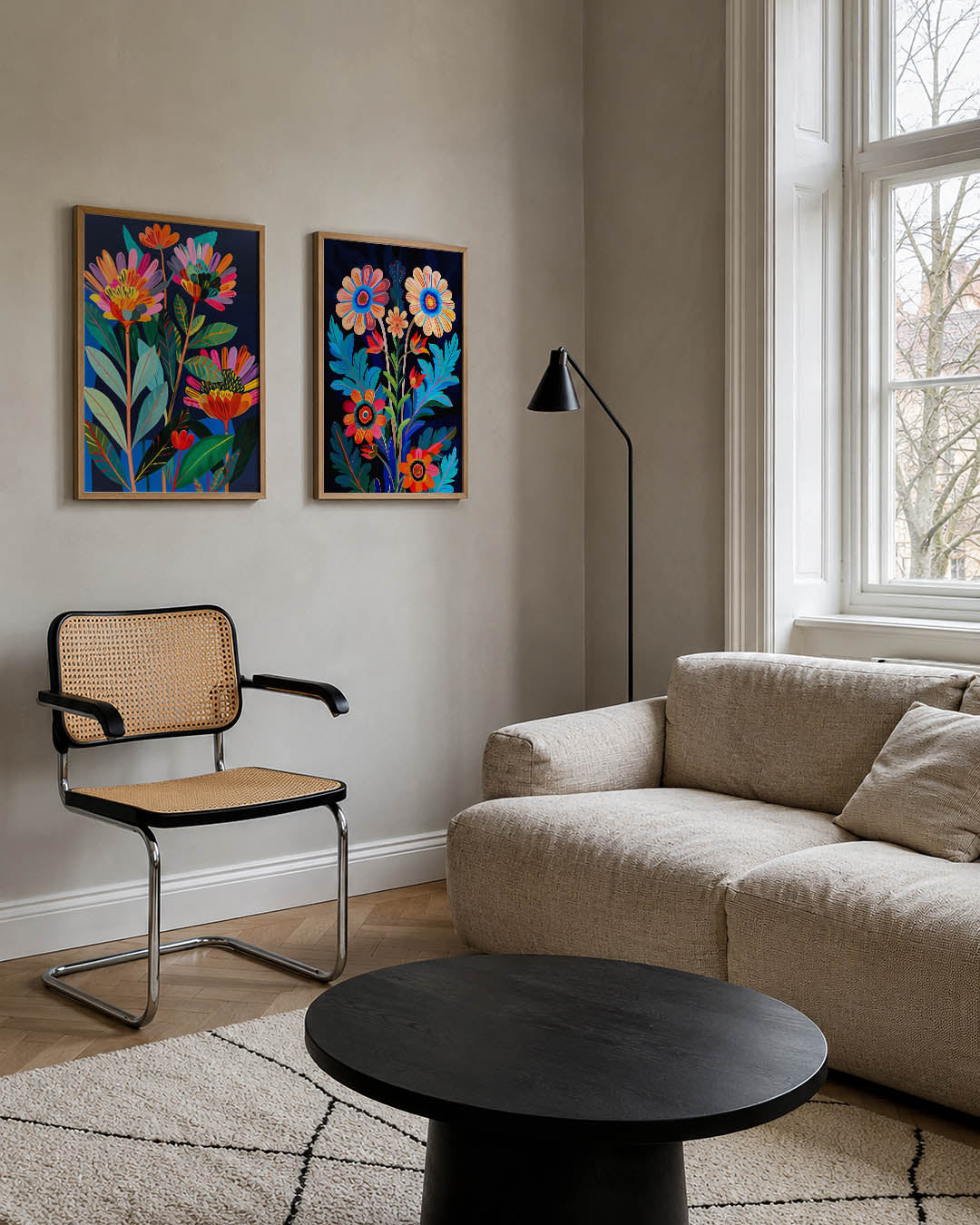 Bloemrijke kleurvlakken Posterset