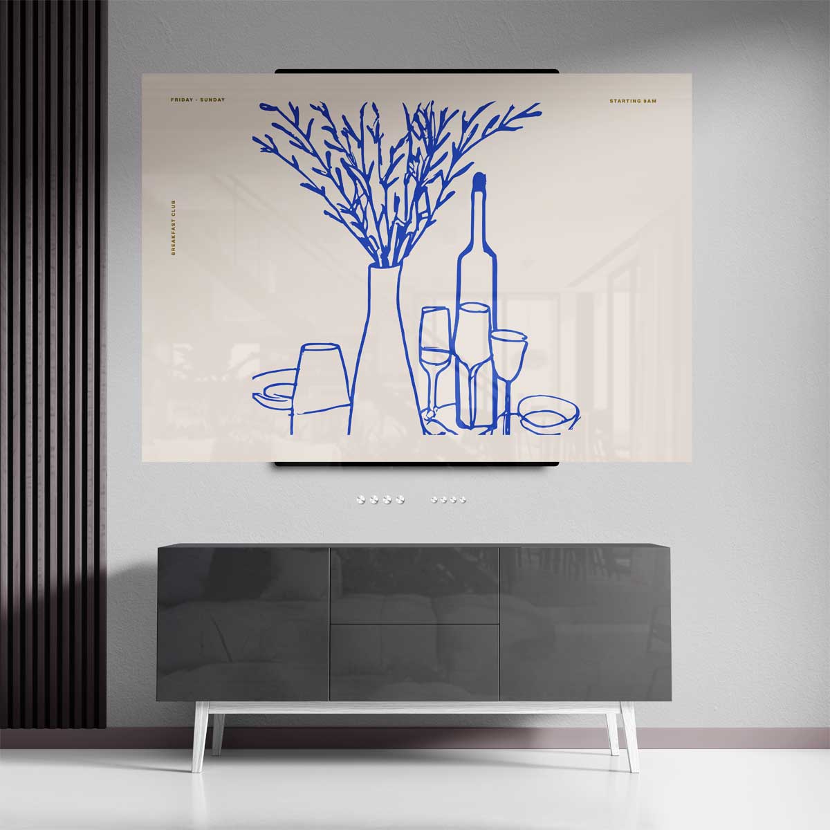 Hedendaagse Blauwe Tafel Kunstwerk-canvas-dibond-plexiglas-wanddecoratie-WallArtistic