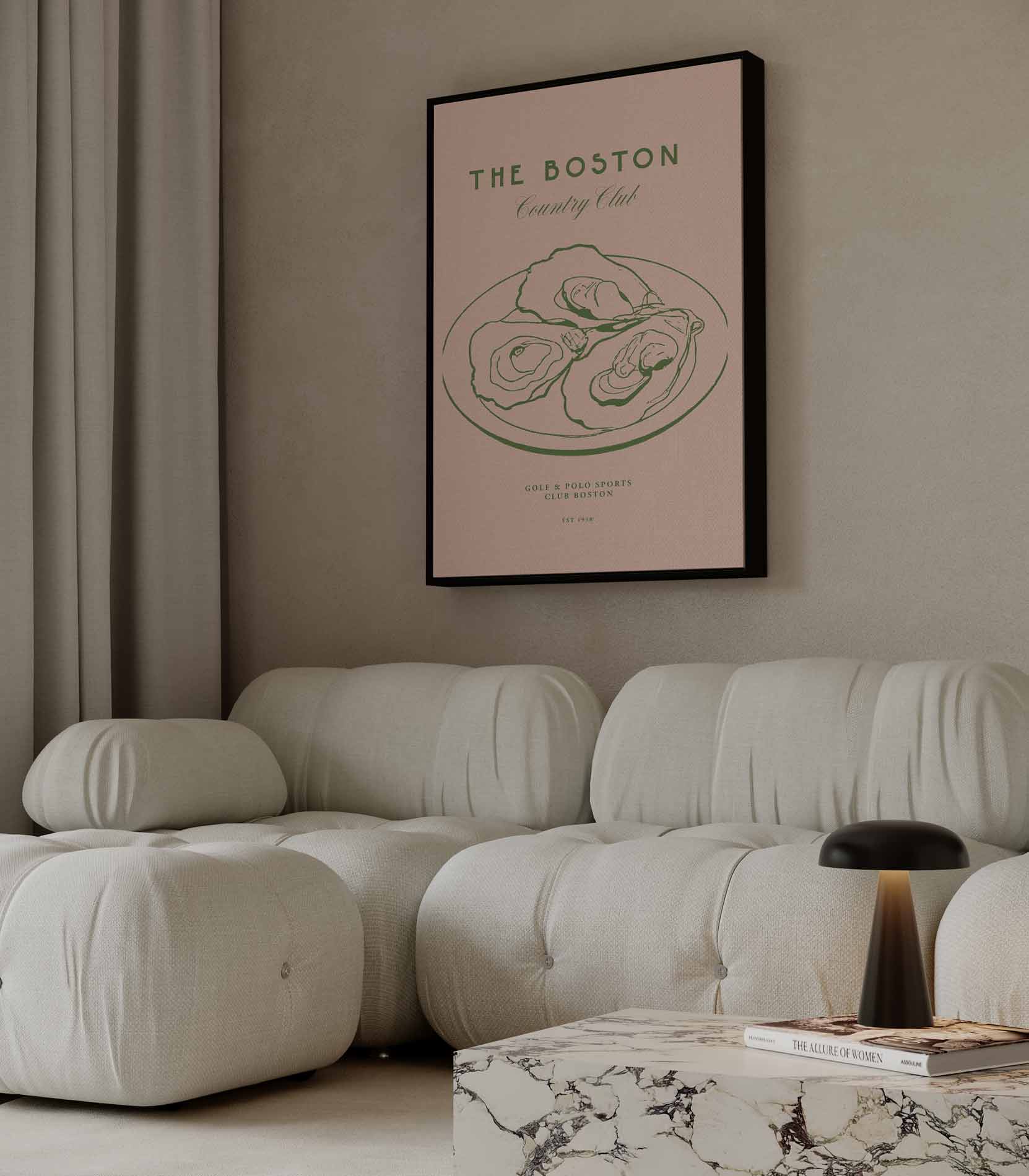 Boston Country Club Illustratie Kunstwerk-canvas-dibond-plexiglas-wanddecoratie-WallArtistic