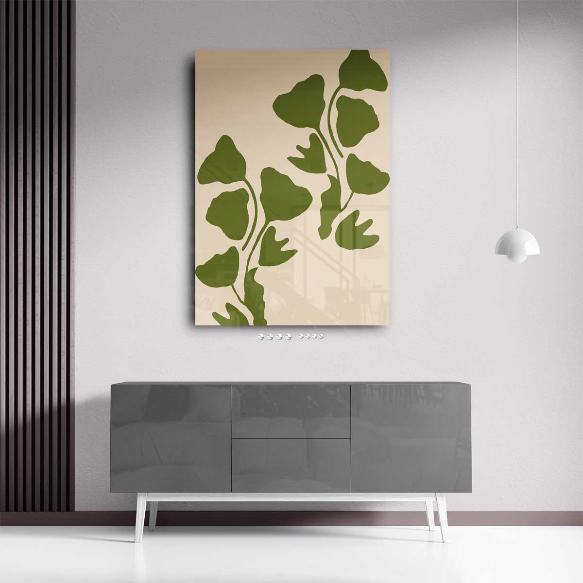 Groene Ginkgo Bladeren Kunstwerk-canvas-dibond-plexiglas-wanddecoratie-WallArtistic
