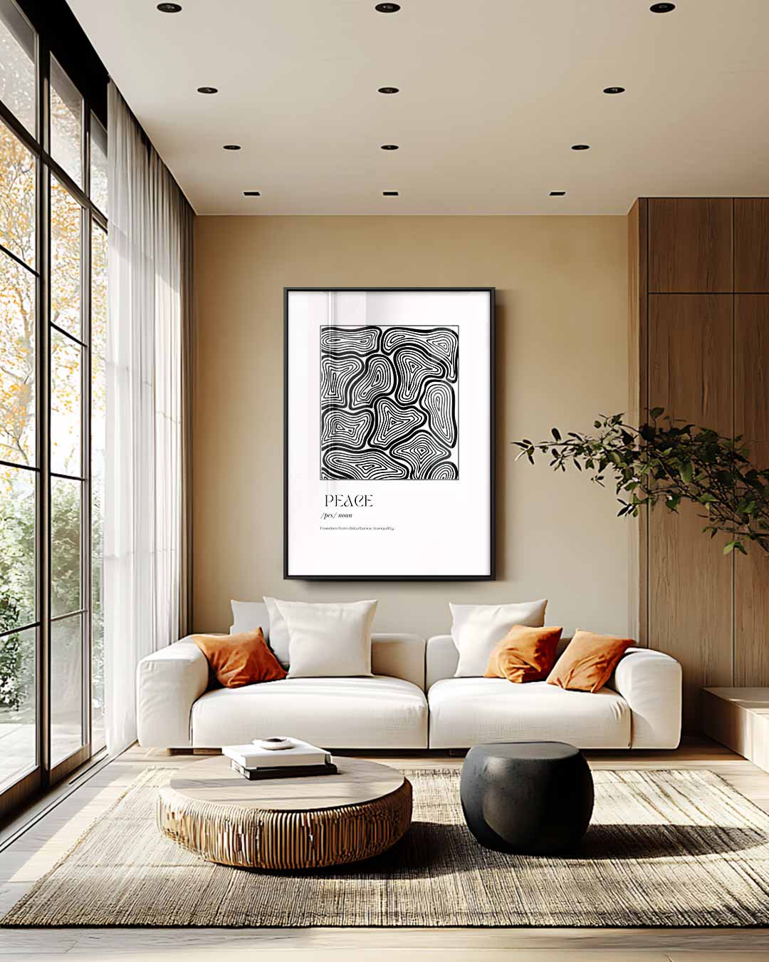 Zwart-wit Labyrint Kunstwerk Kunstwerk-canvas-dibond-plexiglas-wanddecoratie-WallArtistic