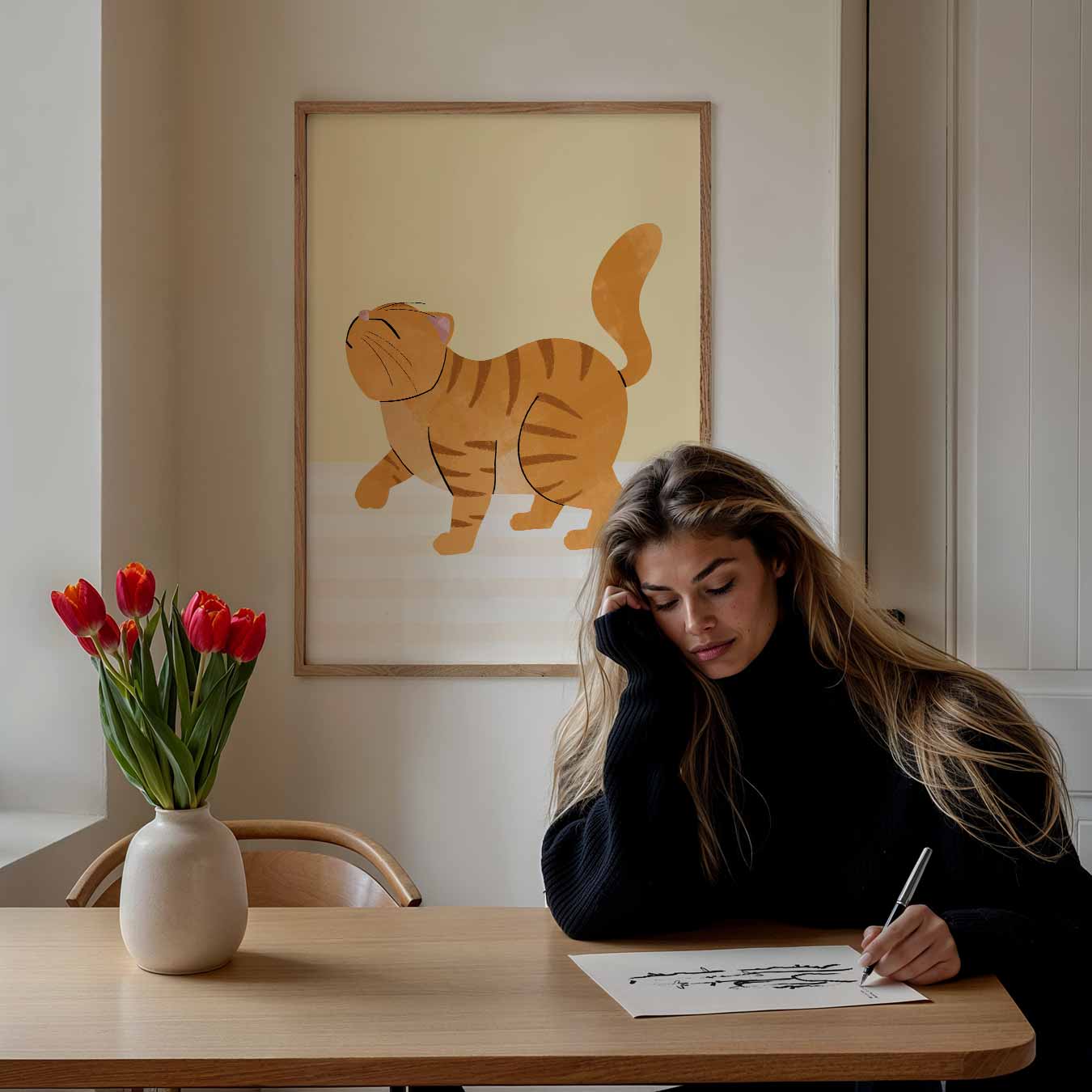 Dromerige Kat Illustratie Poster