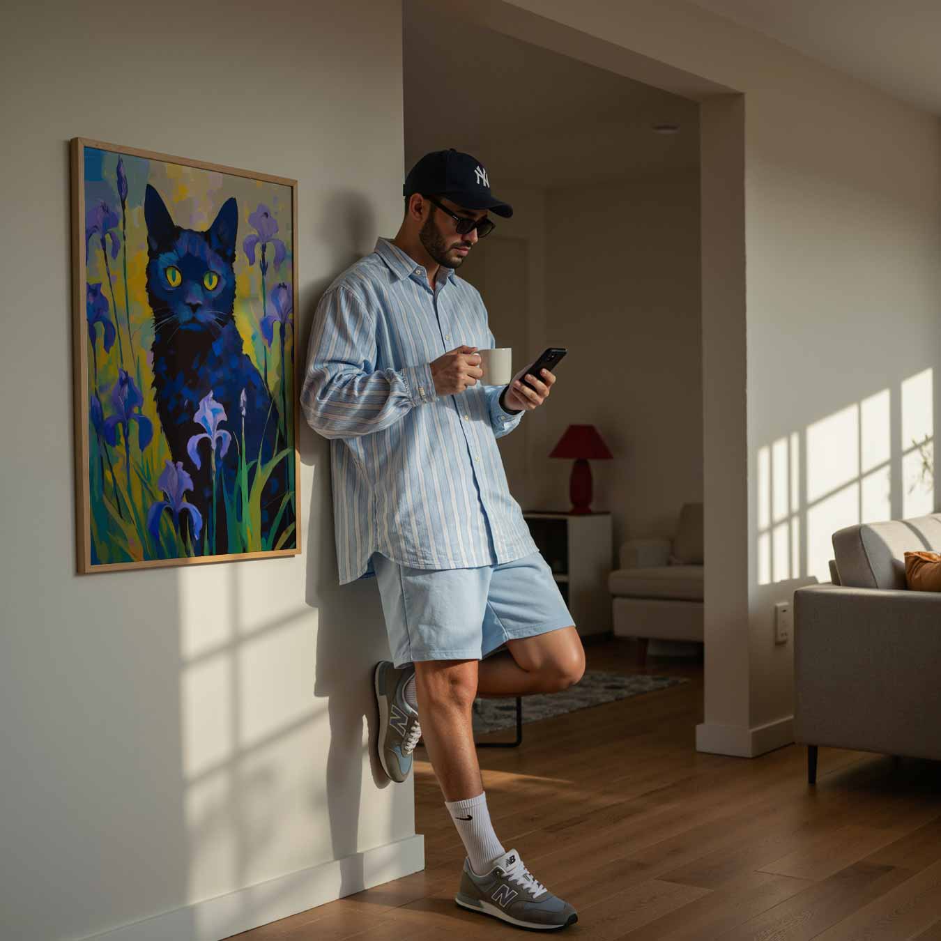 Mystieke Kat in Bloementuin Poster-WallArtistic