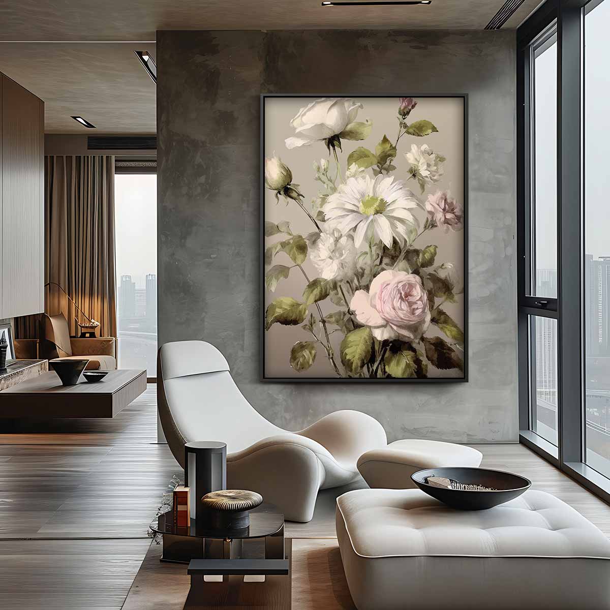 Bloemrijke Romantiek Kunstwerk-canvas-dibond-plexiglas-wanddecoratie-WallArtistic