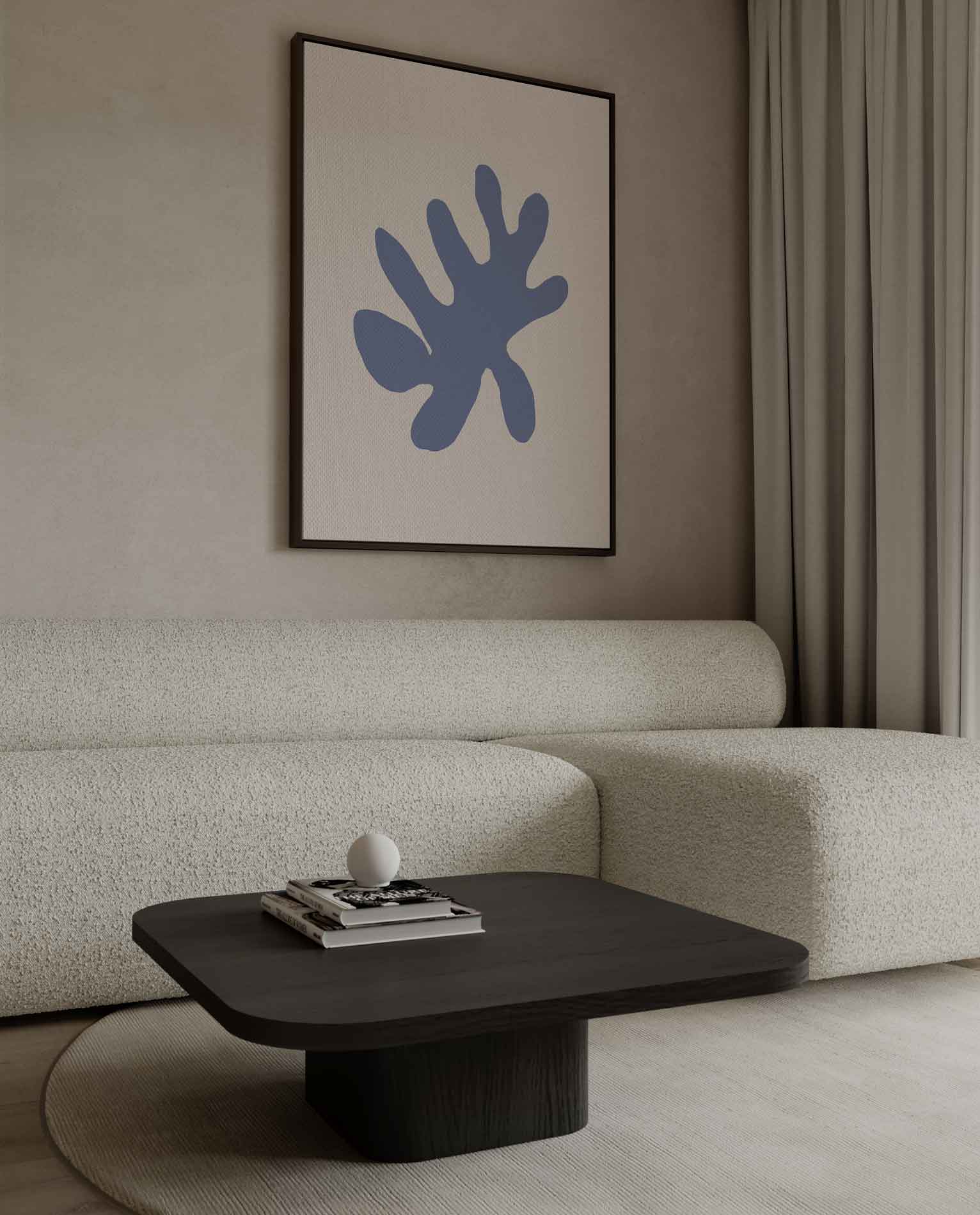 Abstracte Blauwe Vormenprint Kunstwerk-canvas-dibond-plexiglas-wanddecoratie-WallArtistic