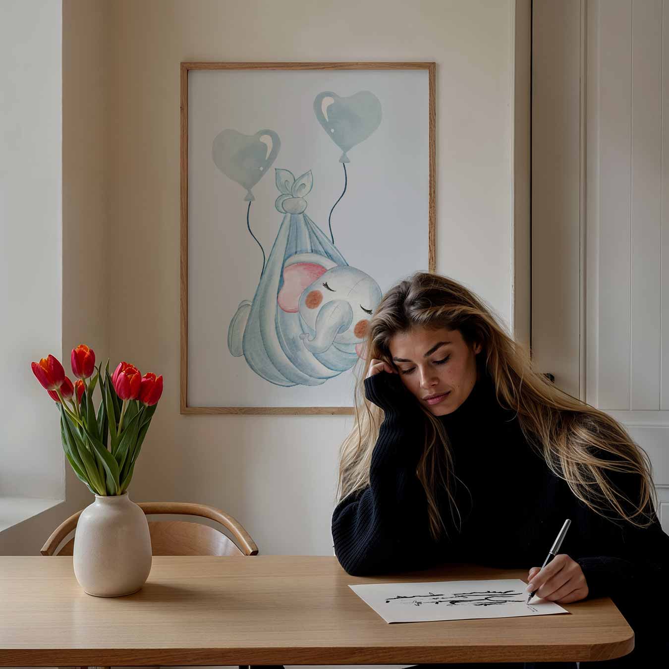 Baby Olifant met Ballonnen Poster-WallArtistic