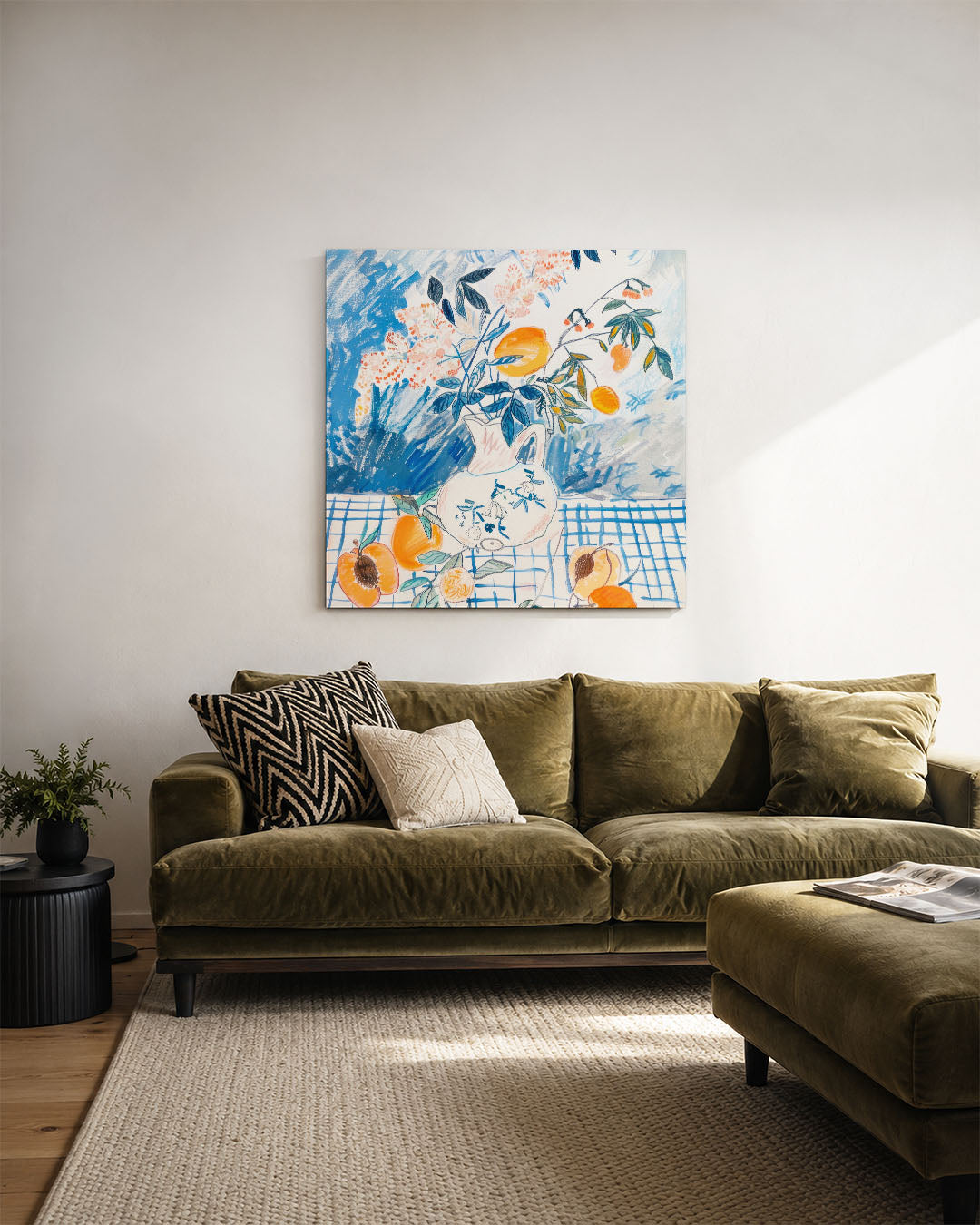 Vaas met perziken Kunstwerk