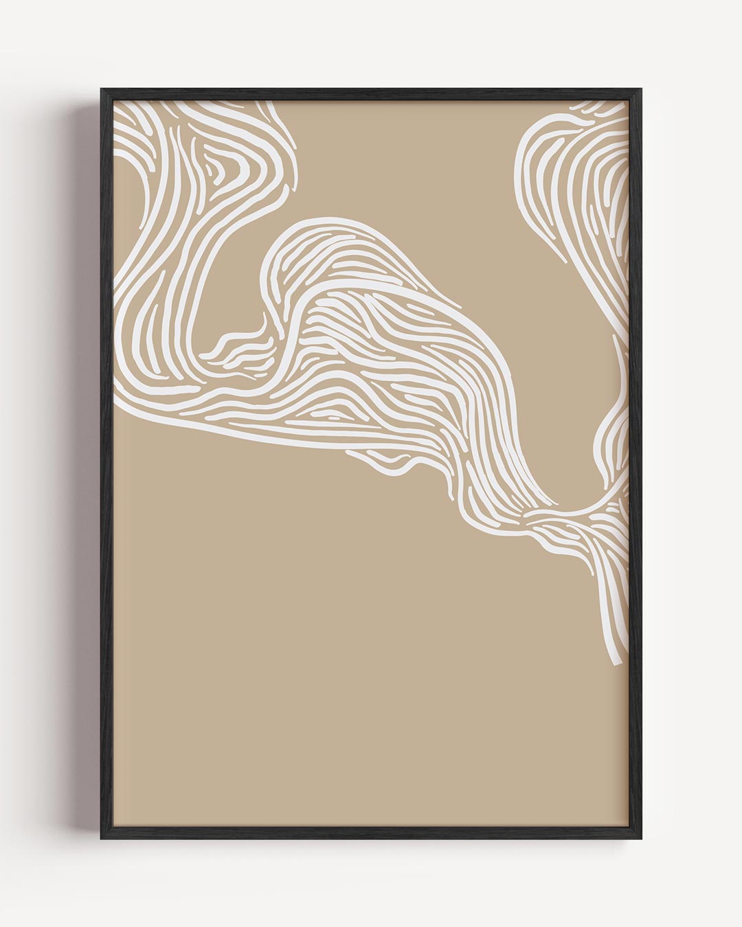 Stijlvolle Beige Organische Lijnen Poster-WallArtistic