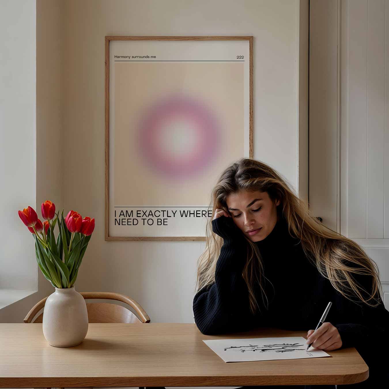 Inspirerende Roze Mandala Poster-WallArtistic