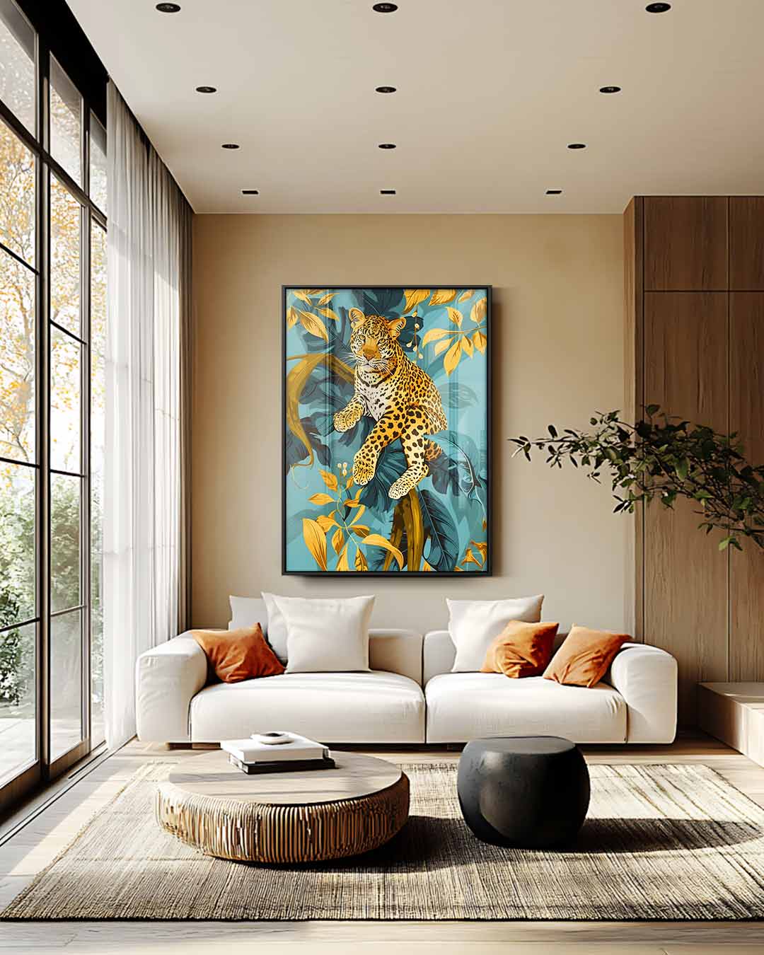 Luipaard in de Jungle Kunstwerk-canvas-dibond-plexiglas-wanddecoratie-WallArtistic