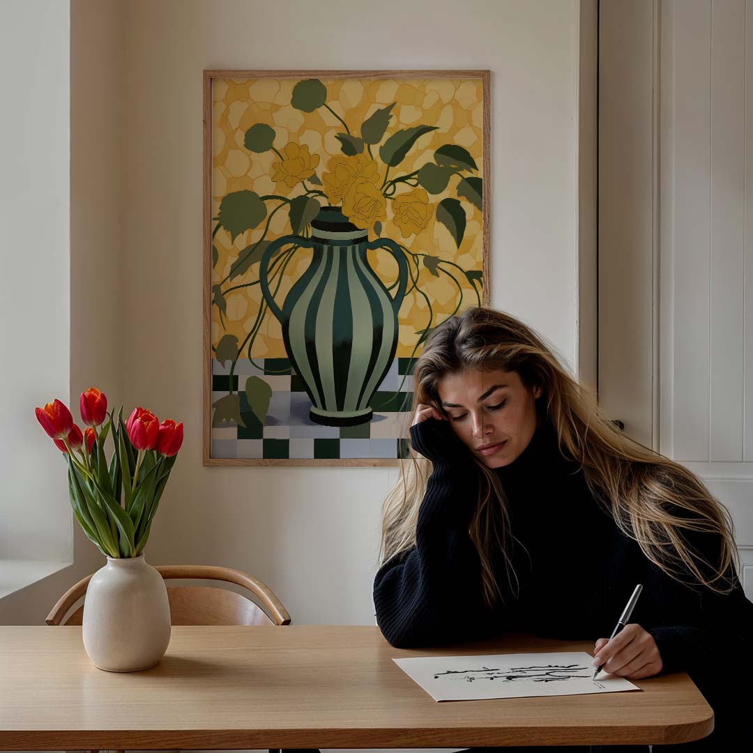 Vrolijke Vaas met Bloemen Poster-WallArtistic