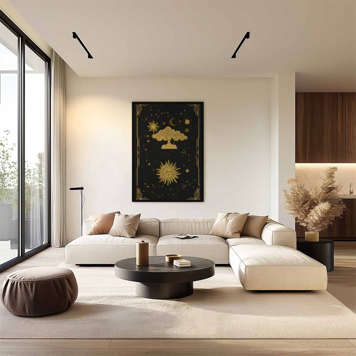 Gouden Sterrenhemel Kunstwerk Kunstwerk-canvas-dibond-plexiglas-wanddecoratie-WallArtistic