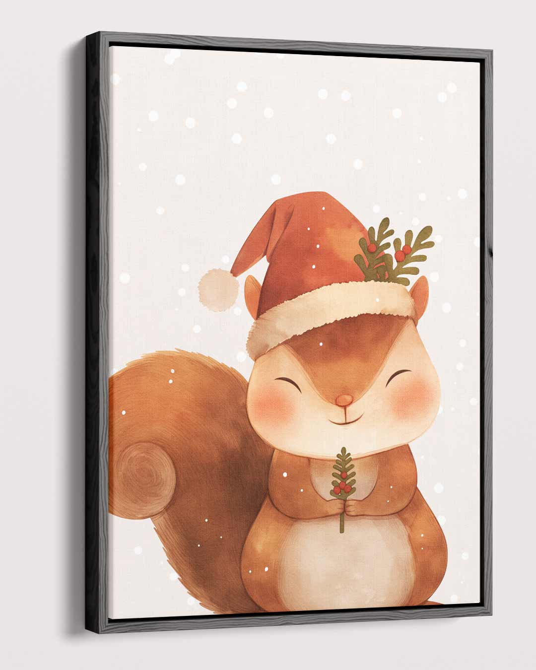Vrolijk Eekhoorn Kerstkunstwerk Kunstwerk-canvas-dibond-plexiglas-wanddecoratie-WallArtistic