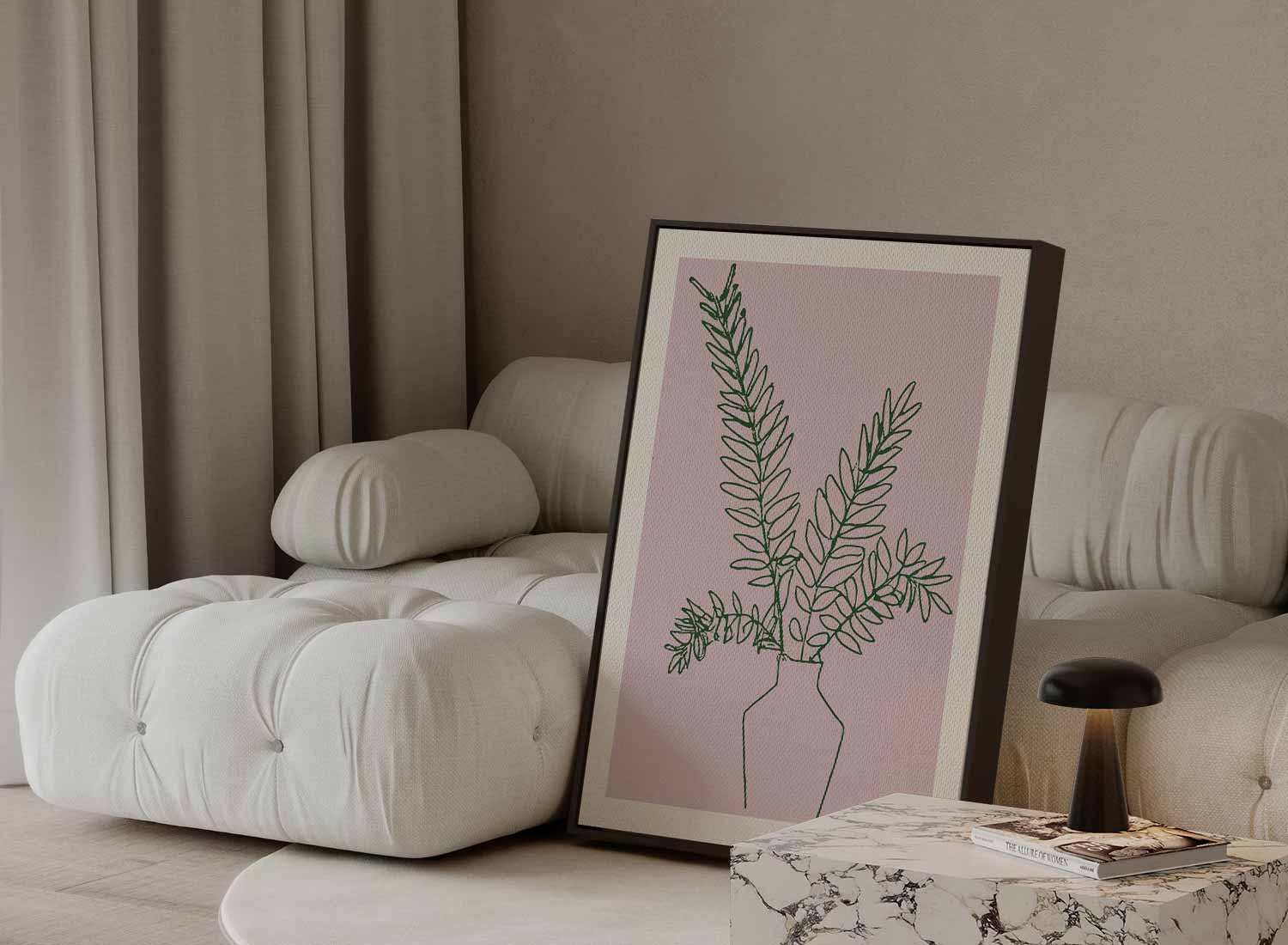 Eenvoudige Botanische Lijntekening Kunstwerk-canvas-dibond-plexiglas-wanddecoratie-WallArtistic