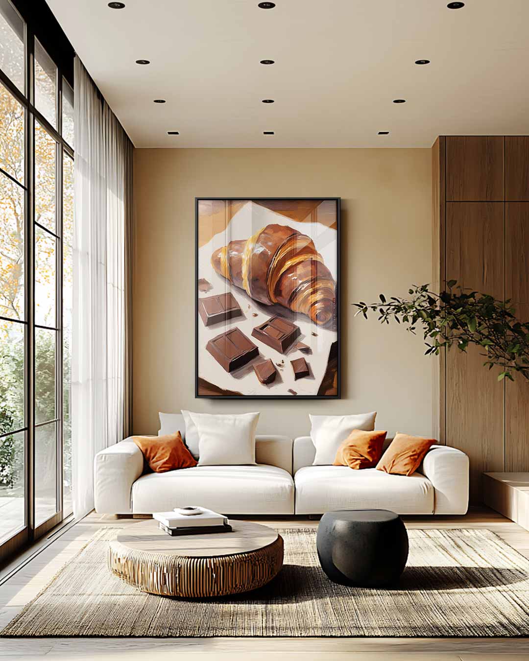Choco Croissant Delight Kunstwerk-canvas-dibond-plexiglas-wanddecoratie-WallArtistic