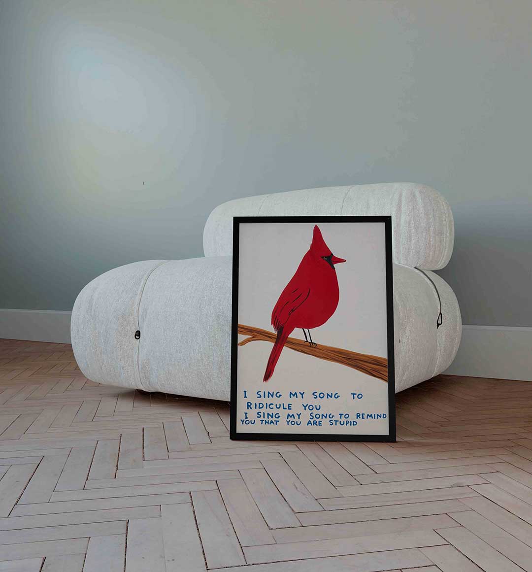 Rode vogel op tak Poster