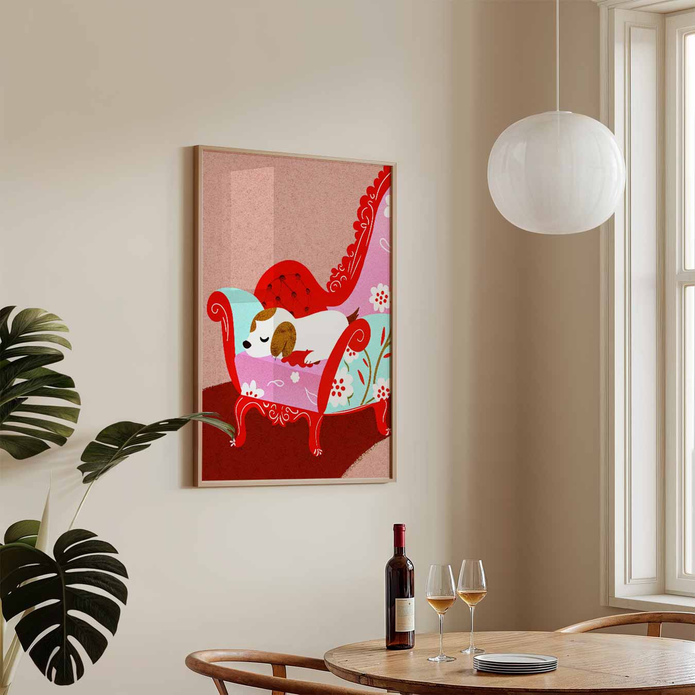 Slapende Poes op Chique Bankje Poster