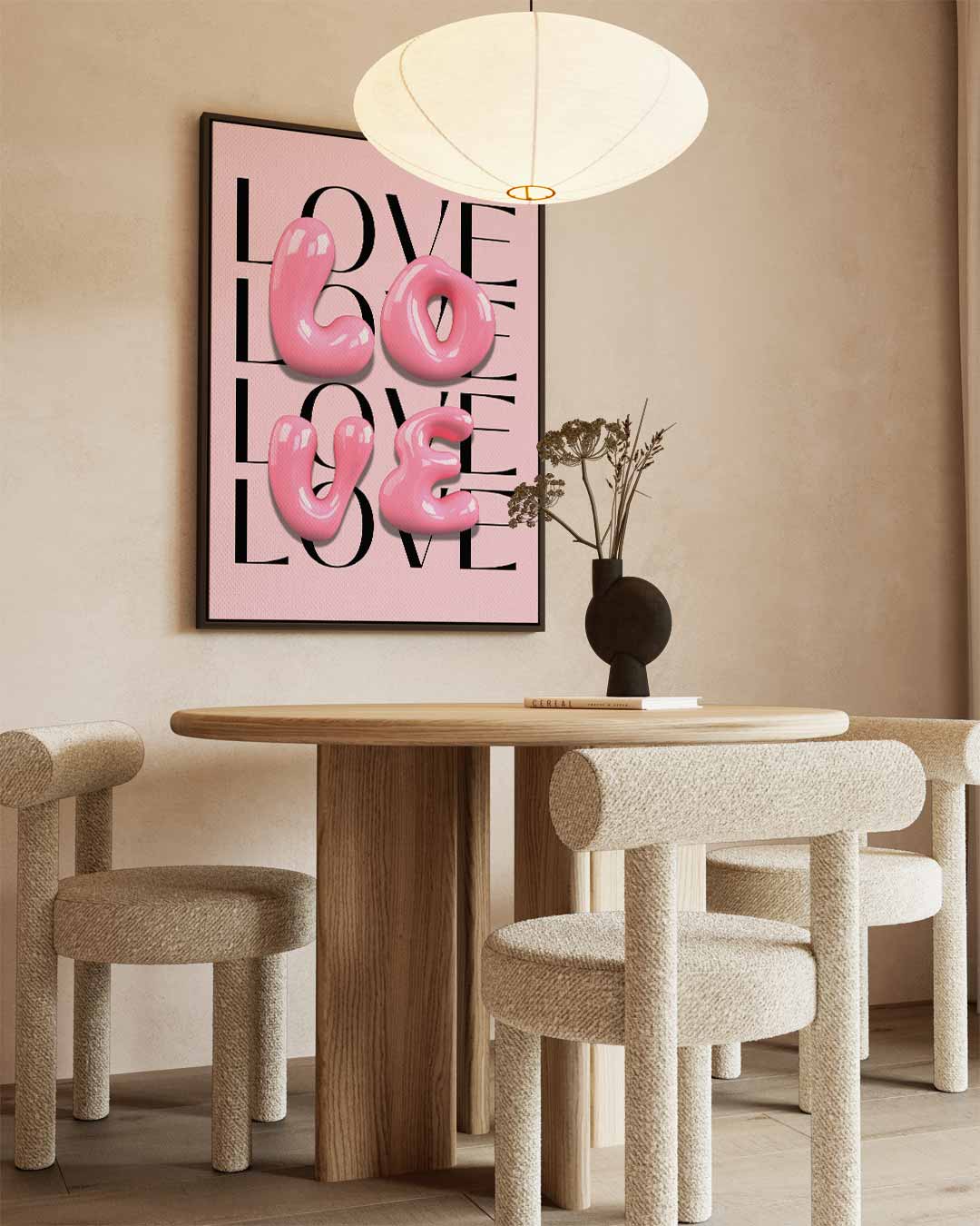 Liefde in Bubblegum Roze Kunstwerk-canvas-dibond-plexiglas-wanddecoratie-WallArtistic