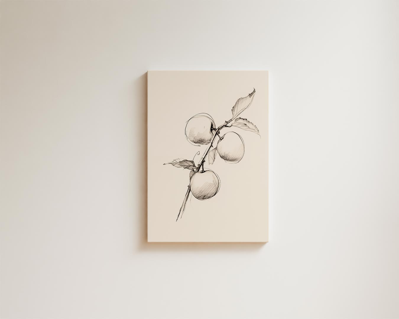 Potloodschets van Appeltakken Kunstwerk-canvas-dibond-plexiglas-wanddecoratie-WallArtistic