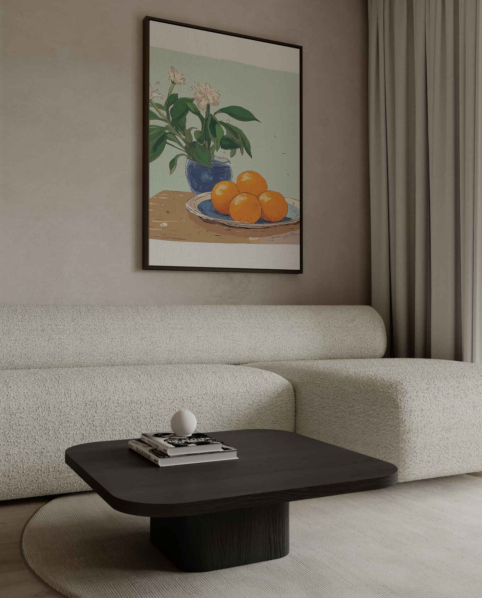 "Rustieke Stilleven met Mandarijnen" Kunstwerk-canvas-dibond-plexiglas-wanddecoratie-WallArtistic