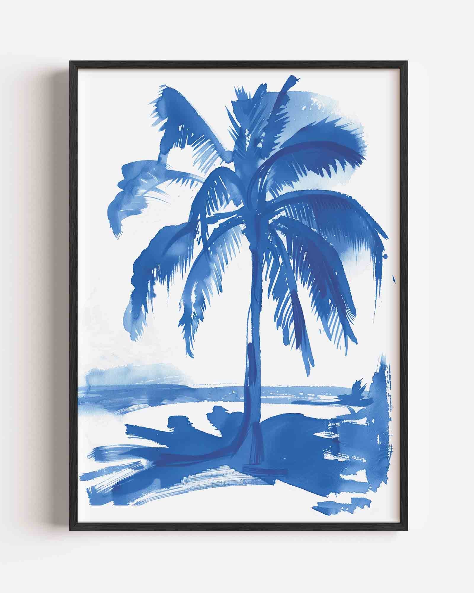 Blauwe palmboom Poster
