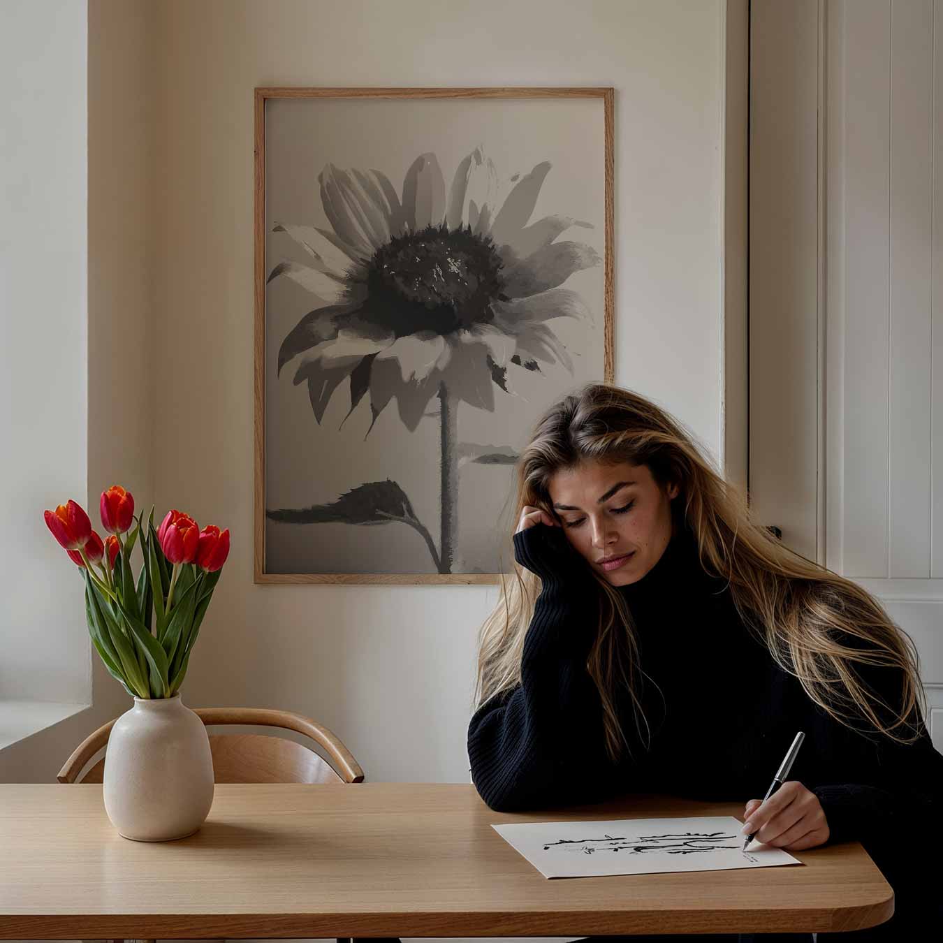 Elegante Zonnebloem Poster-WallArtistic