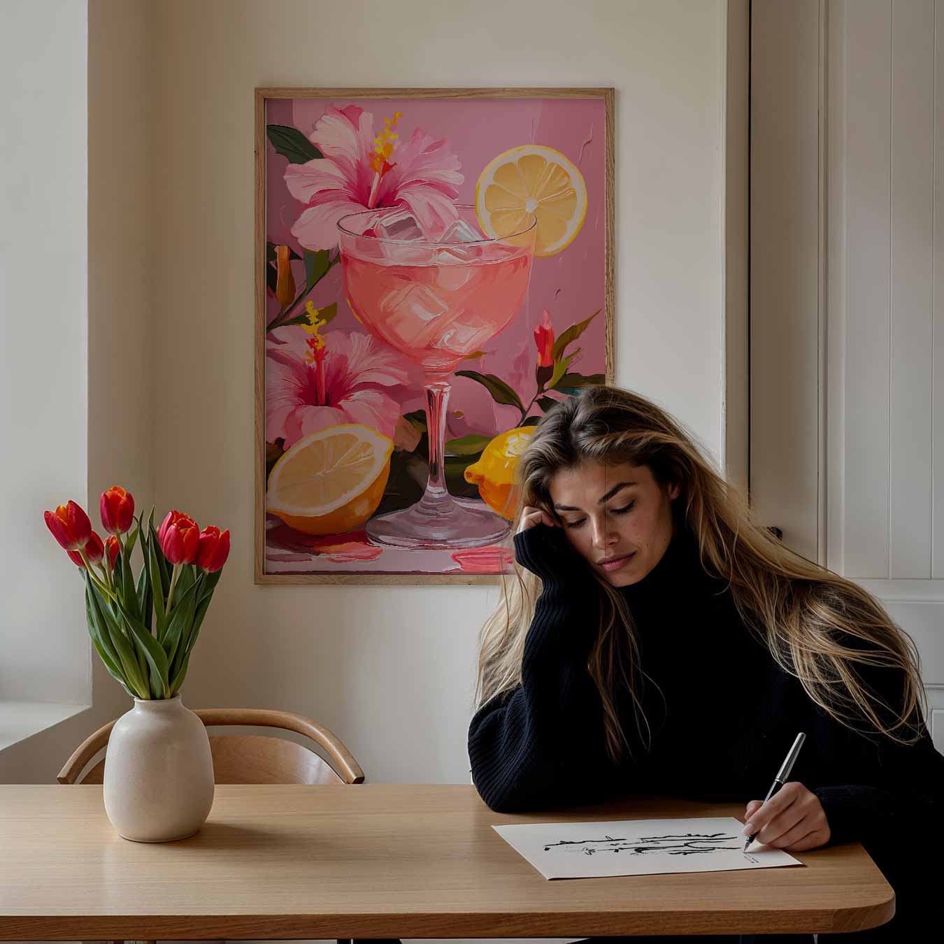 Roze Sommer Sips Poster-WallArtistic