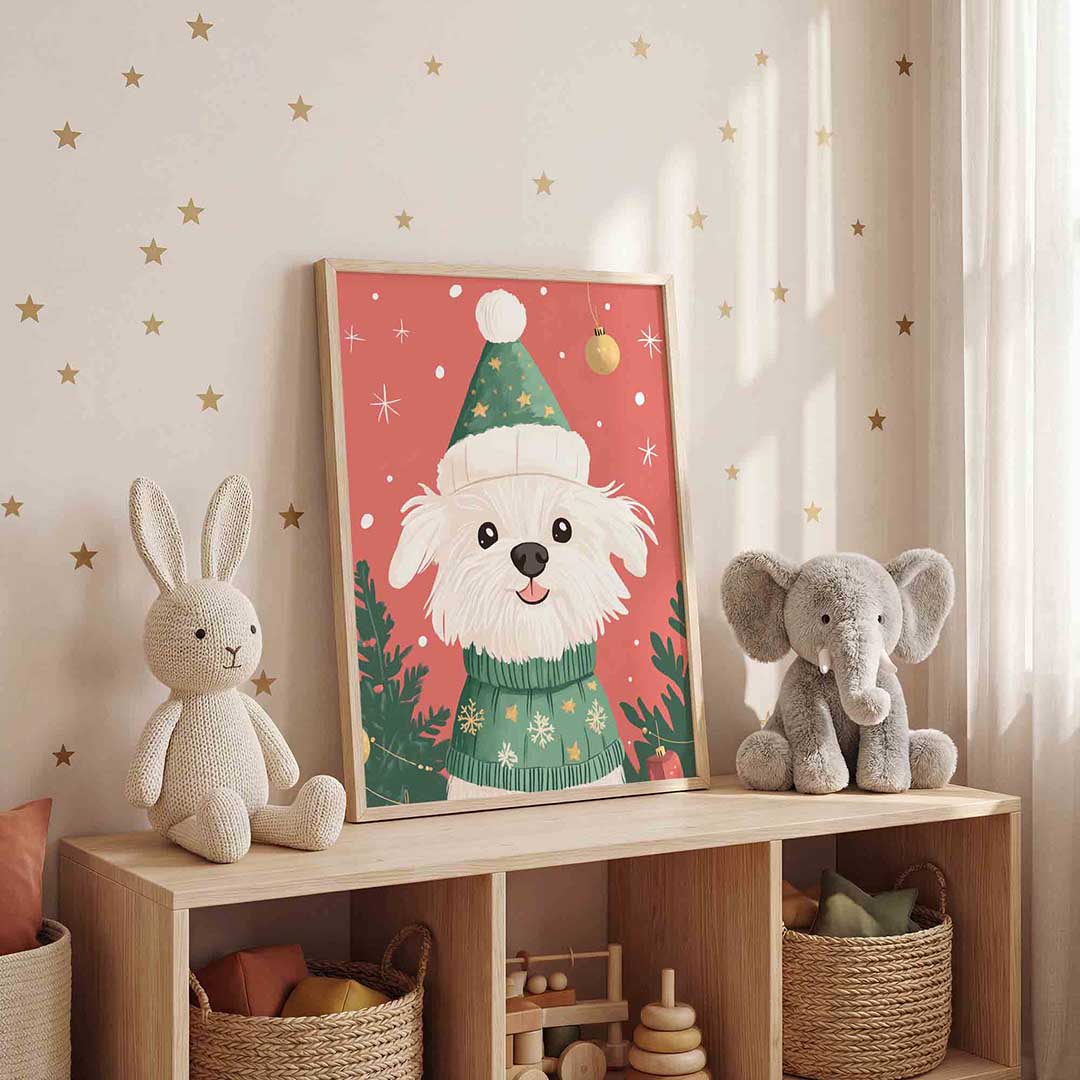 Hond met kersttrui Poster