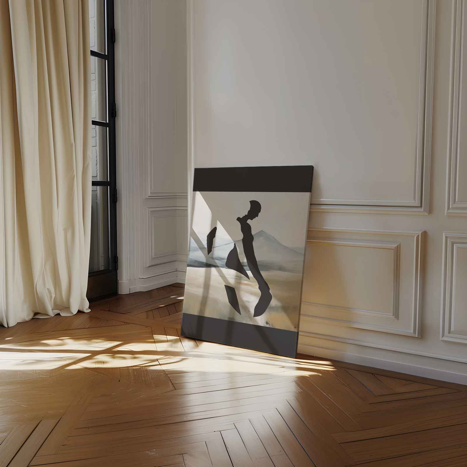 Silhouet in de Bergen Kunstwerk-canvas-dibond-plexiglas-wanddecoratie-WallArtistic