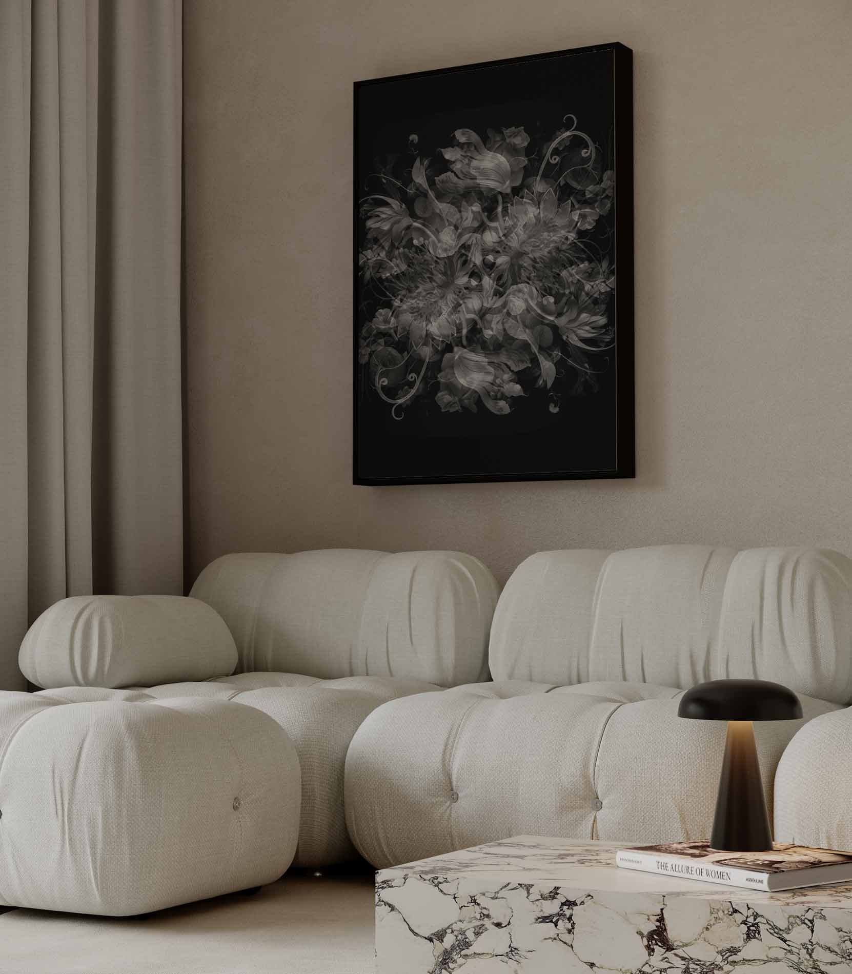 Mystieke Bloemenfantasie Kunstwerk-canvas-dibond-plexiglas-wanddecoratie-WallArtistic