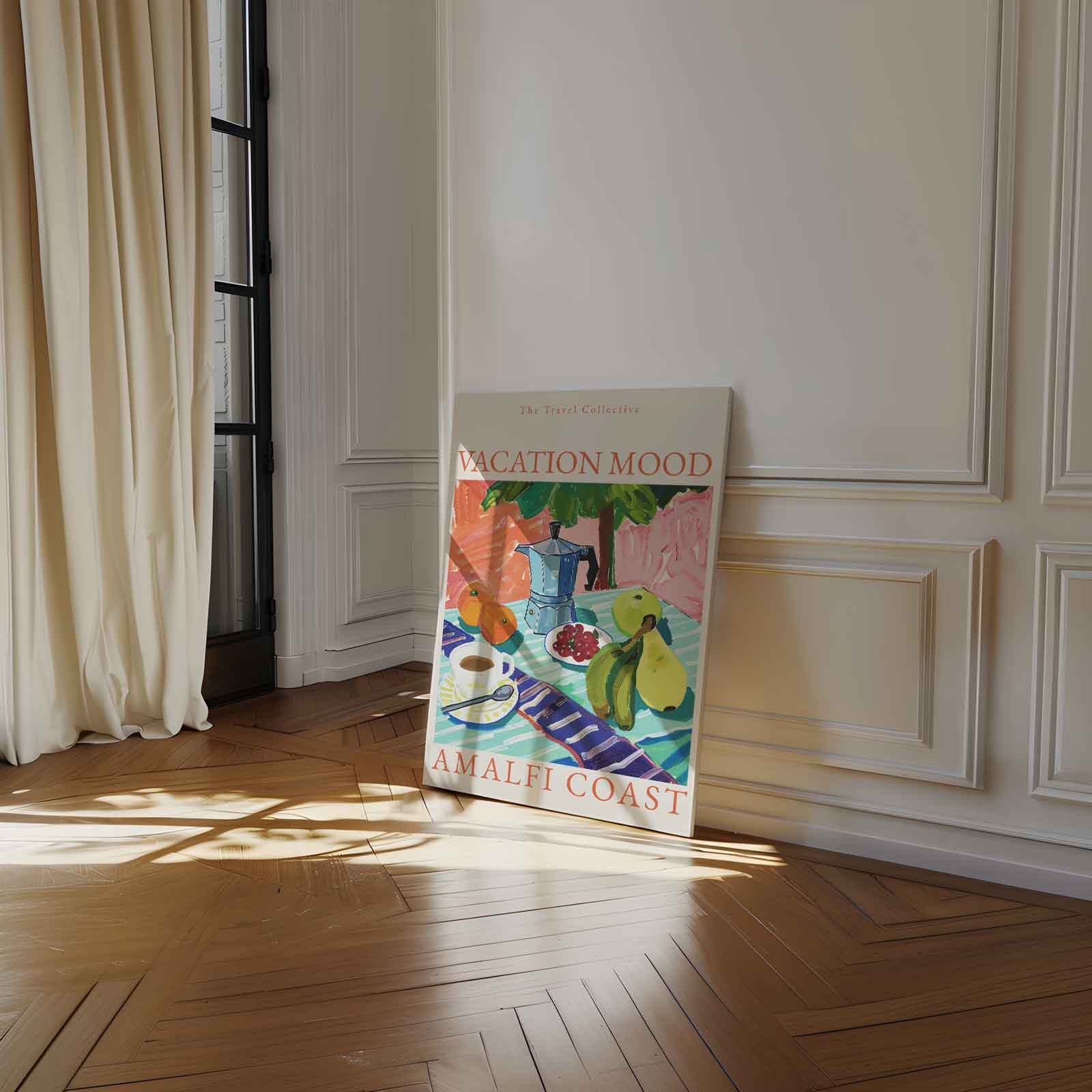 Vakantiestemming aan de Amalfikust Kunstwerk-canvas-dibond-plexiglas-wanddecoratie-WallArtistic