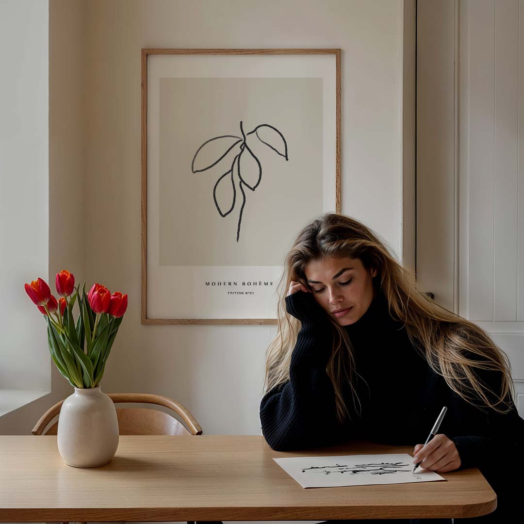 Moderne Boho-Lijntekening Poster-WallArtistic