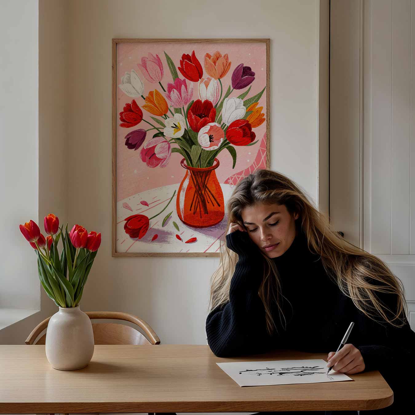 Vrolijke Tulpenbloesem Poster