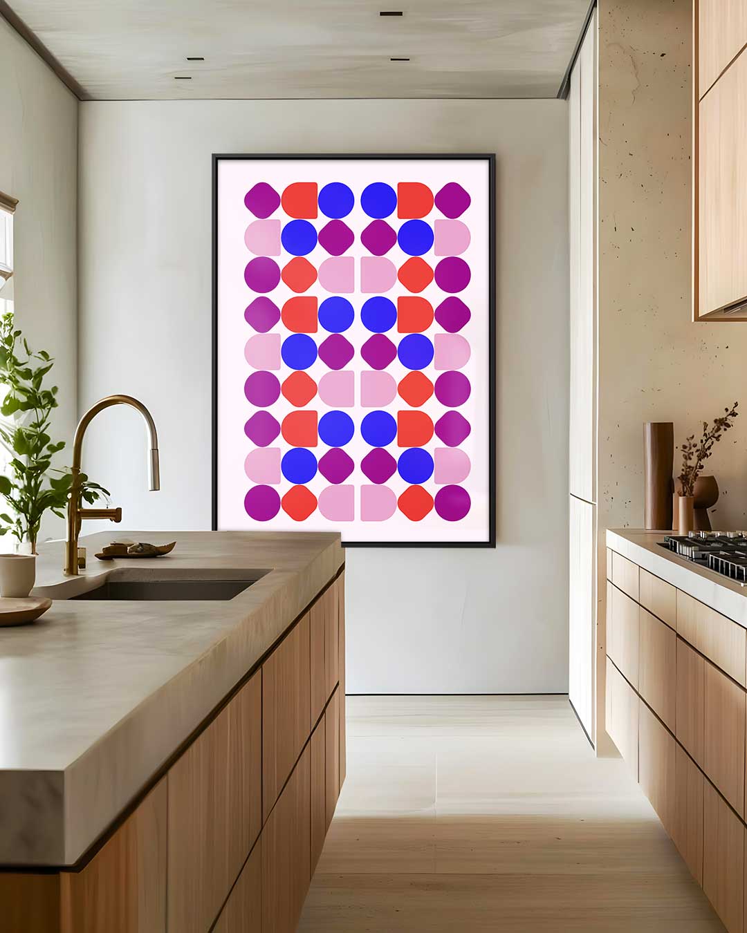 Kleurrijke Geometrische Compositie Kunstwerk-canvas-dibond-plexiglas-wanddecoratie-WallArtistic