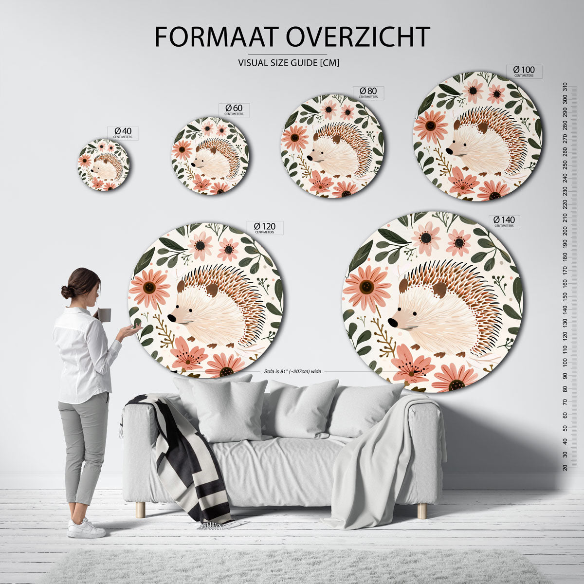 Egel en bloemen Muurcirkel